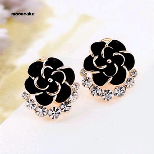 Khuyên tai hình hoa đính đá thời trang cho nữ
