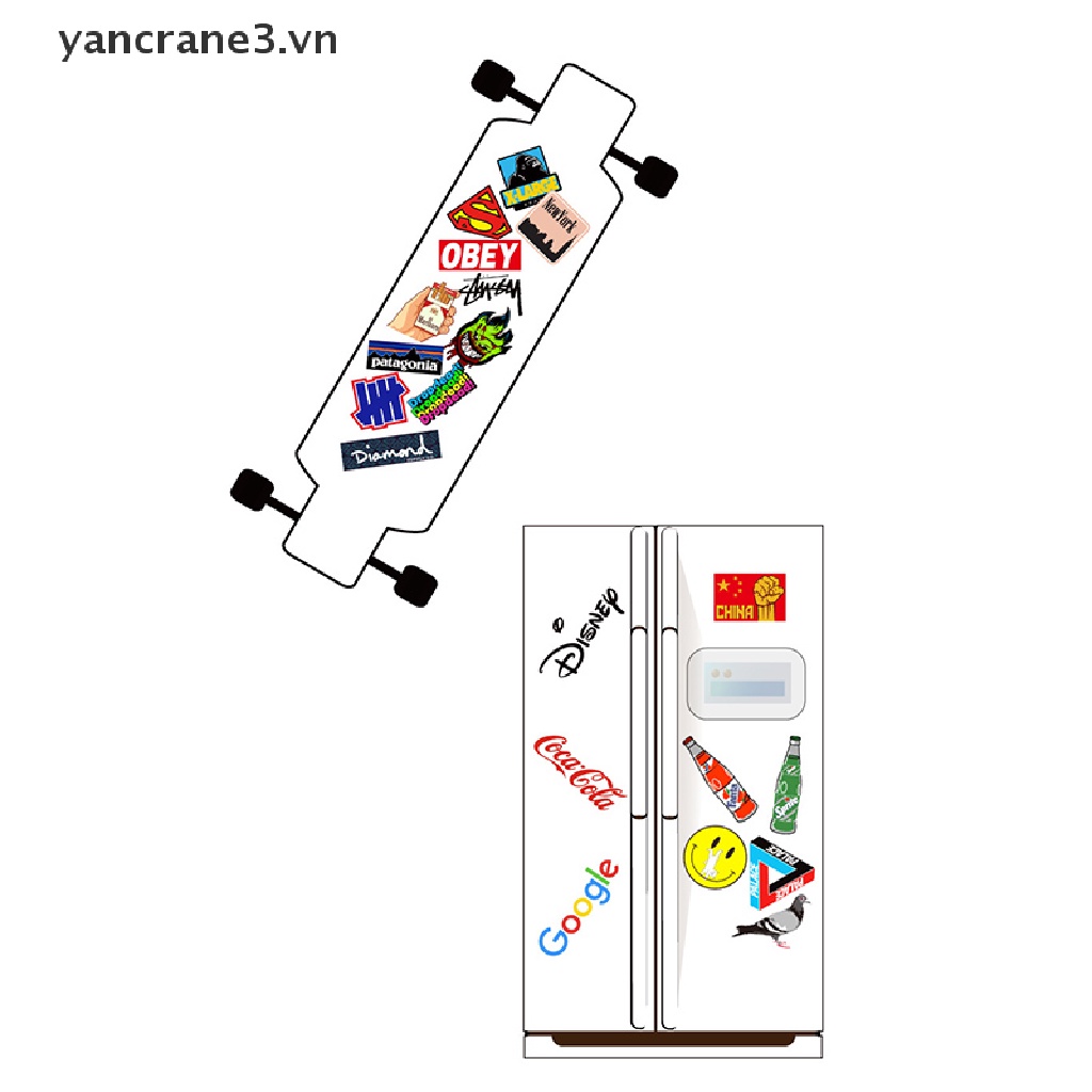 Bộ 100 Miếng Dán Trang Trí laptop / Xe Hơi Họa Tiết graffiti Cổ Điển Thời Trang