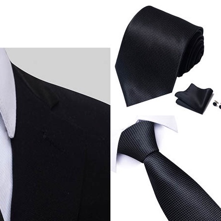 Bộ Cà vạt 4 món gồm Cavat 8cm, khăn cài túi, Măng-set, Nhẫn tròn phụ kiện, Cravat chú rể, Calavat công sở CBC-8225