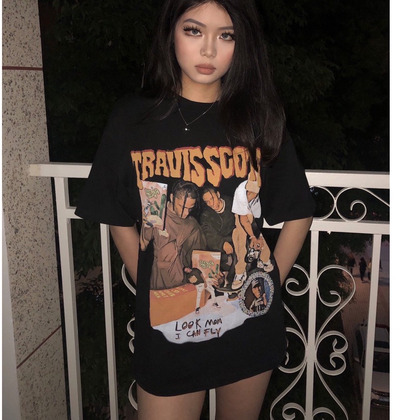 Áo Thun Tay Ngắn Nam nữ In Hình Cá Tính Phong Cách Hip Hop Hàn Quốc 2 Màu Tùy Chọn Cho Bạn tự tin khoe cá tính T- trend