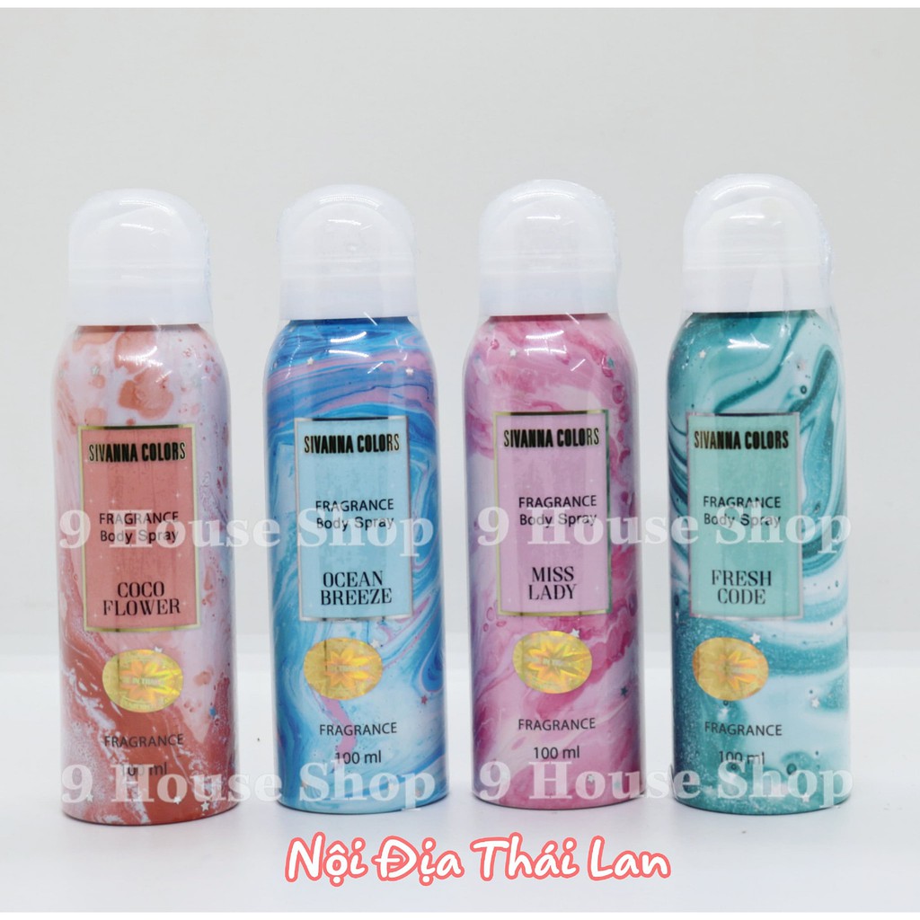 01 Chai Xịt Toàn Thân Sivanna Colors Fragrance Body Spray Thái Lan 100ml