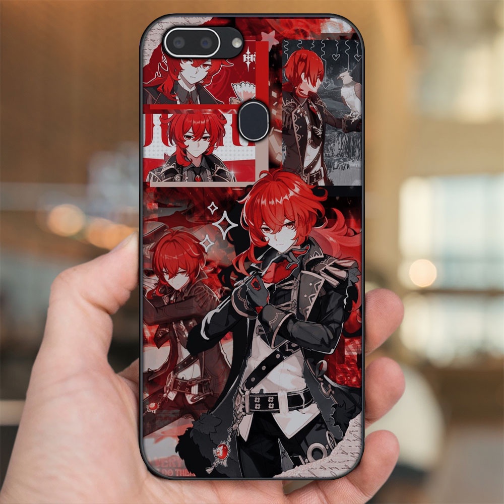 Ốp lưng Realme 2 viền đen in hình Diluc Genshin Impact