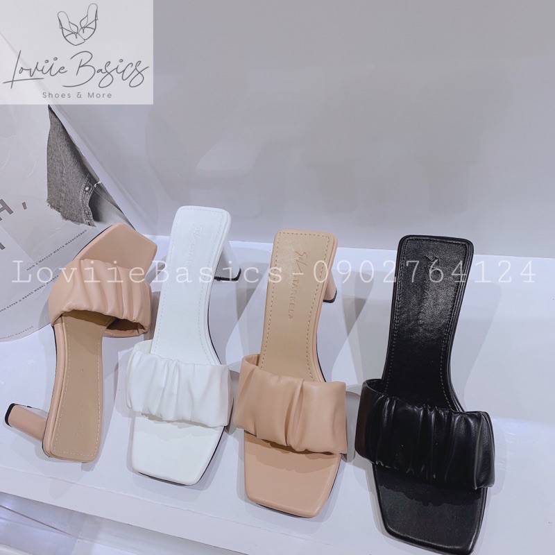 LOVIIE BASICS- DÉP CAO GÓT NỮ THỜI TRANG QUAI NHÚN ĐẾ DẸP 7 PHÂN - DÉP CAO GÓT QUAI NHÚN GÓT DẸP - D201111