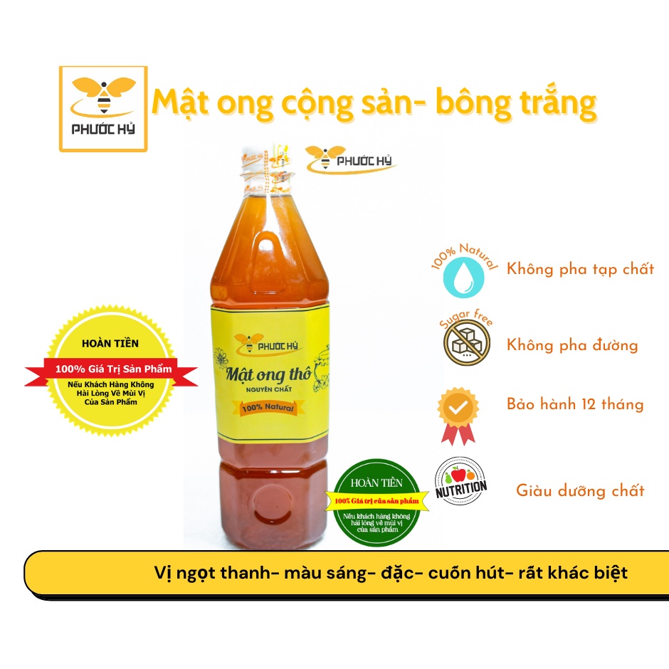 mật ong bông trắng-cộng sản  nguyên chất thiên nhiên 1 lít