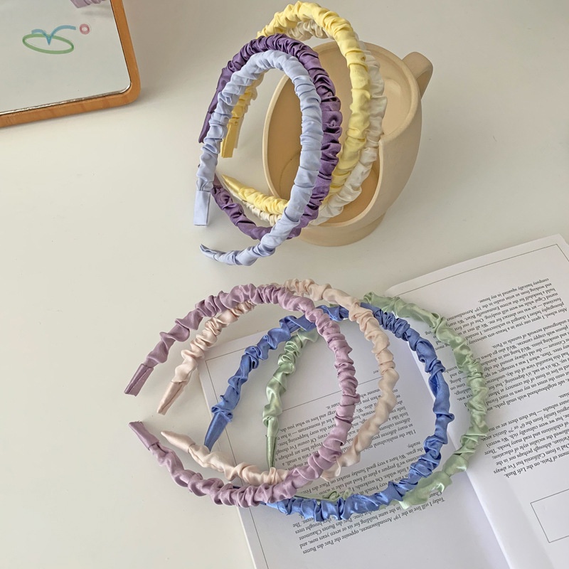 Băng đô cài tóc rửa mặt lụa satin cute cho bé gái Alaba