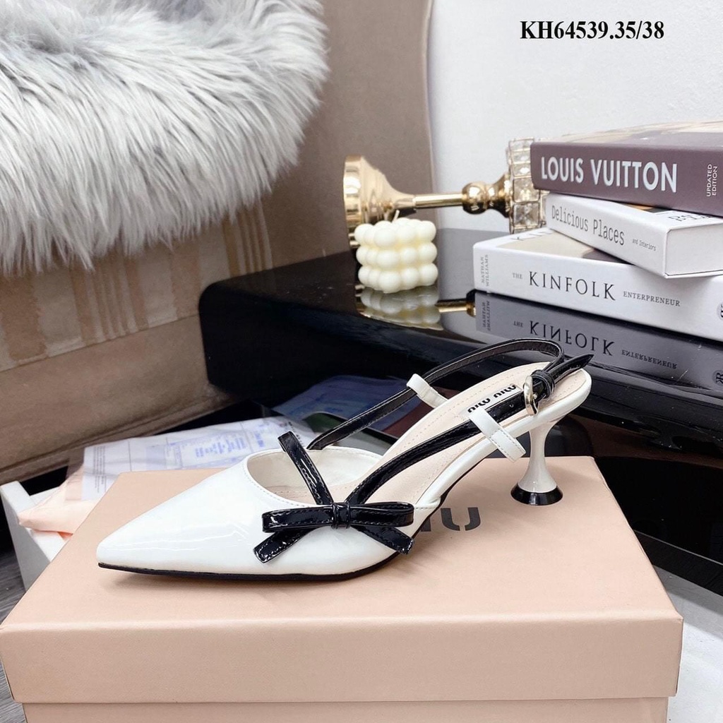 ẢNH THẬT Mã E52 GIÀY CAO GÓT NỮ BÍT MŨI NƠ CẠNH GÓT NHỌN CAO 5P SANG CHẢNH