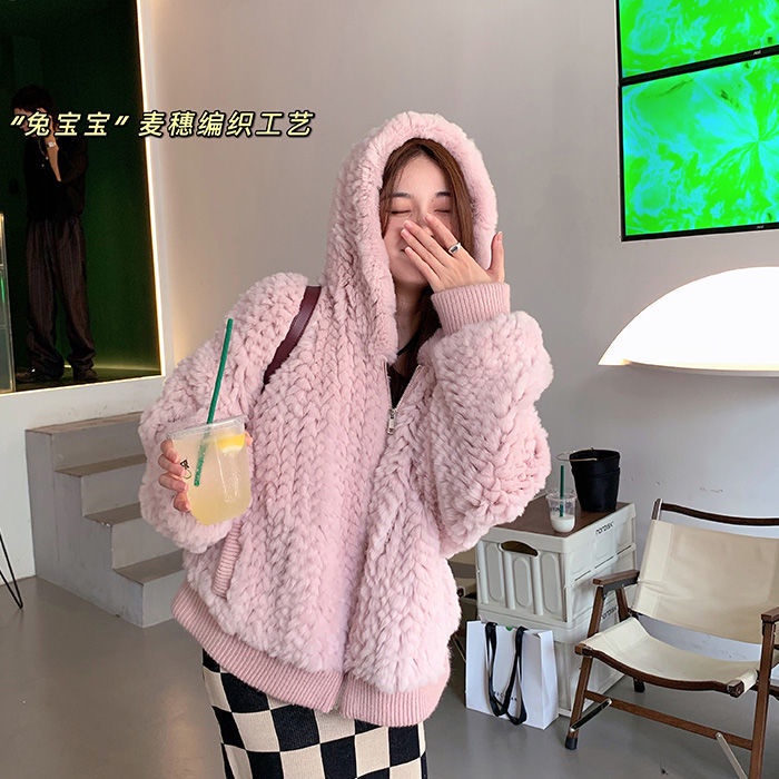 Áo Khoác Giả Lông Thỏ Thời Trang Thu Đông Mới Cho Nữ