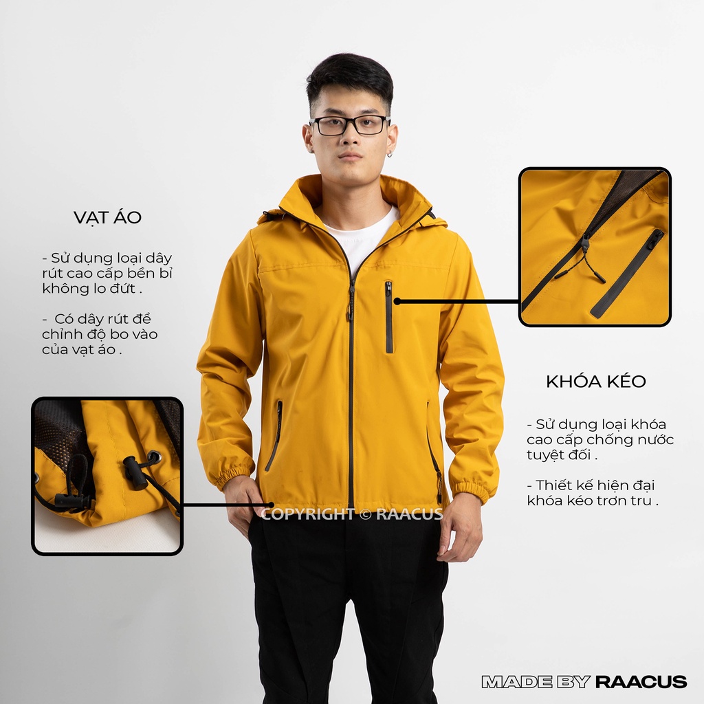 Áo khoác gió nam nữ 2 lớp chống nước RAACUSSTORE, áo khoác dù nam nữ unisex form rông ulzzang -D1AK737