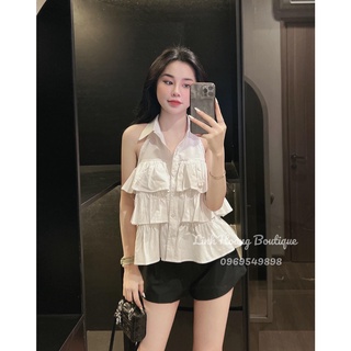 Áo sơ mi bèo tầng sát nách Hàn Quốc