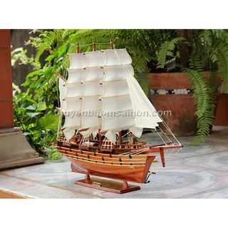 Thuyền gỗ phong thủy Napoleon dài 80cm gỗ tự nhiên, mô hình thuyền buồm trang trí, quà tặng khai trương tân gia