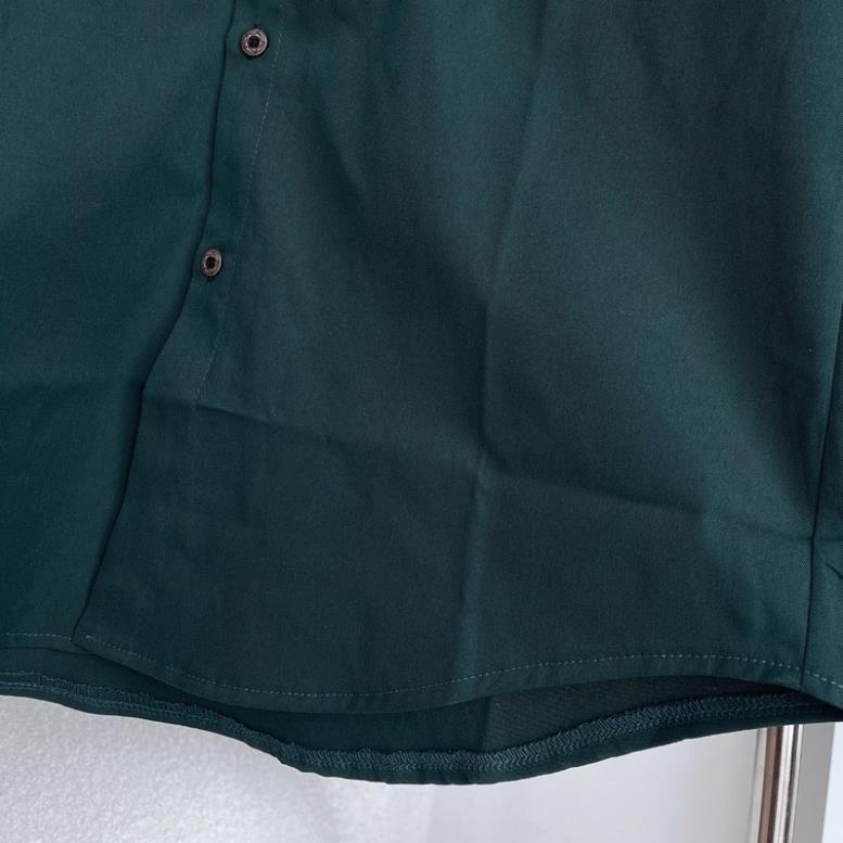 Áo Sơ Mi Tay Ngắn Trơn 1 Túi Màu Xanh Unisex