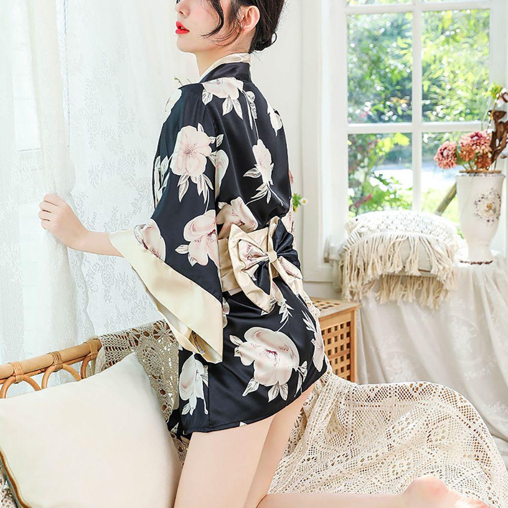 Đồ ngủ Kimono In Hoa Phong Cách Nhật Bản Quyến Rũ Cho Nữ