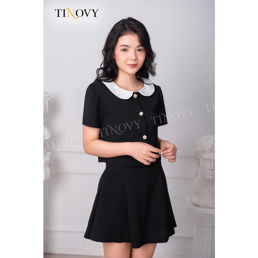 Sét Bộ Áo Croptop Chân Váy Xòe TINOVY BO2255