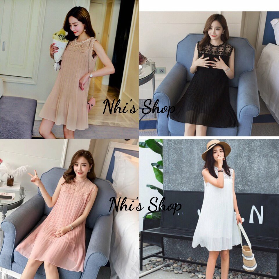 Đầm Xếp Li Phối Ren Dễ Thương Ngọt Ngào (5 màu)