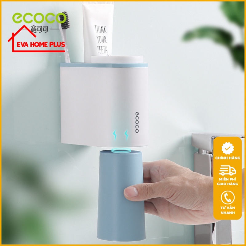 Hộp đựng bàn chải đánh răng cốc đánh răng ECOCO chính hãng, kệ để bàn chải đánh răng dán tường E1905