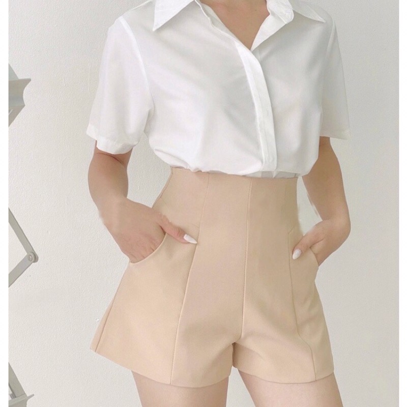 Quần đùi, quần short nữ cạp cao chân dài miên làm Linstore thiết kế | BigBuy360 - bigbuy360.vn