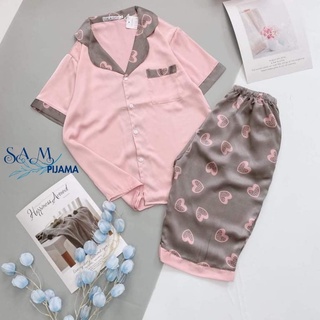 Đồ ngủ nữ pijama lửng, bộ mặc nhà, tay ngắn quần lửng, mềm mịn Sam pijama