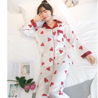 Bộ ngủ hình tim lụa dài cao cấp( có săn + ảnh thật)