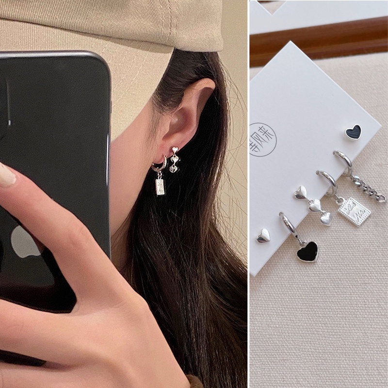 Khuyên tai AHELLOGIRL thiết kế trái tim phong cách Hàn Quốc thời trang mới xinh xắn dành cho nữ