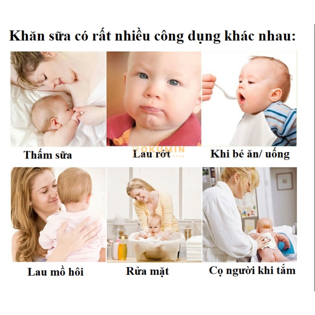 Khăn sữa xô cho bé 6 lớp vải xô nhăn mềm mịn cao cấp thấm sữa rửa mặt quàng cổ giữ ấm cho bé sơ sinh DOKUMIN KS6L35