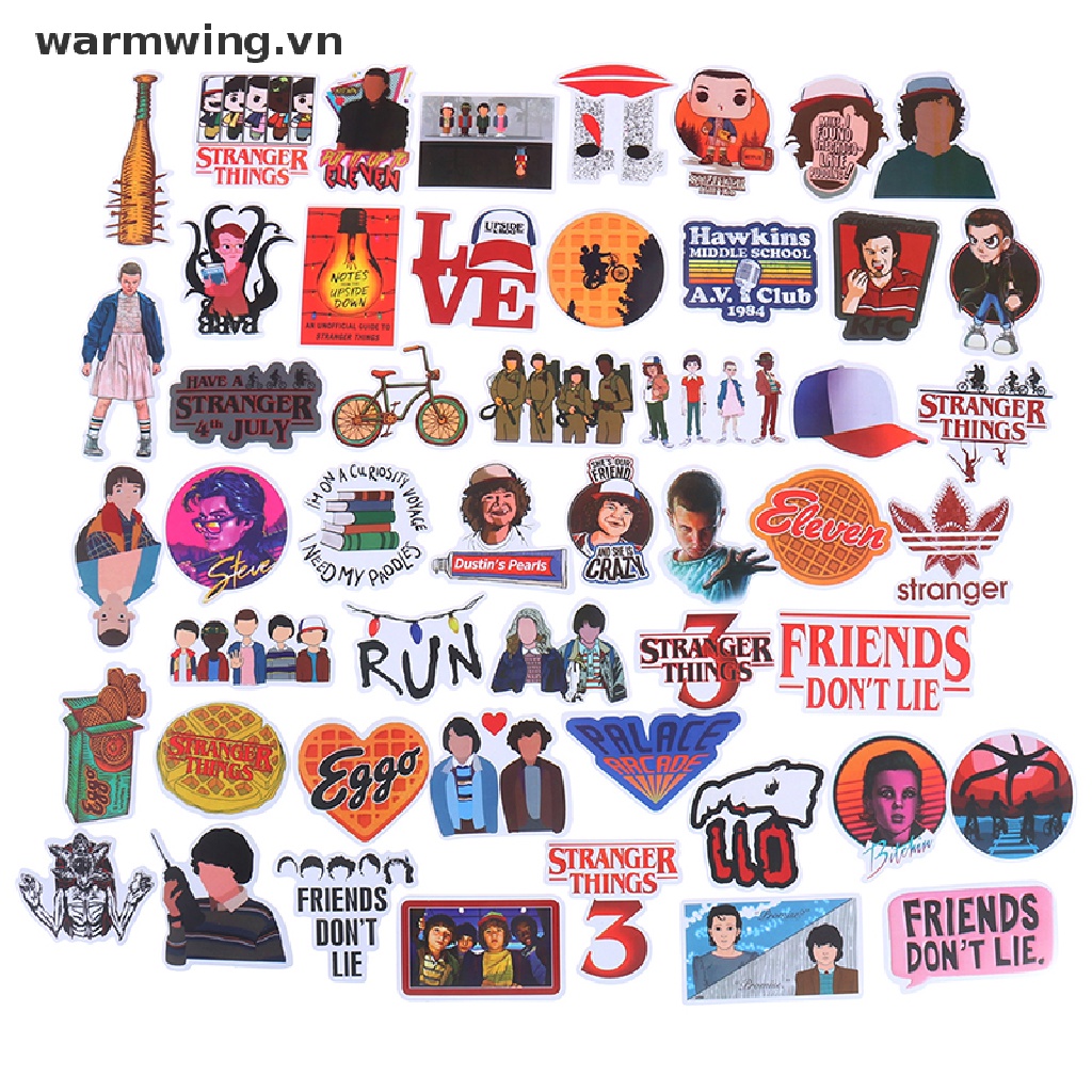 【warmwing】 50Pcs Stranger Things Skateboard Stickers Vinyl Laptop Luggage Phone Decals .