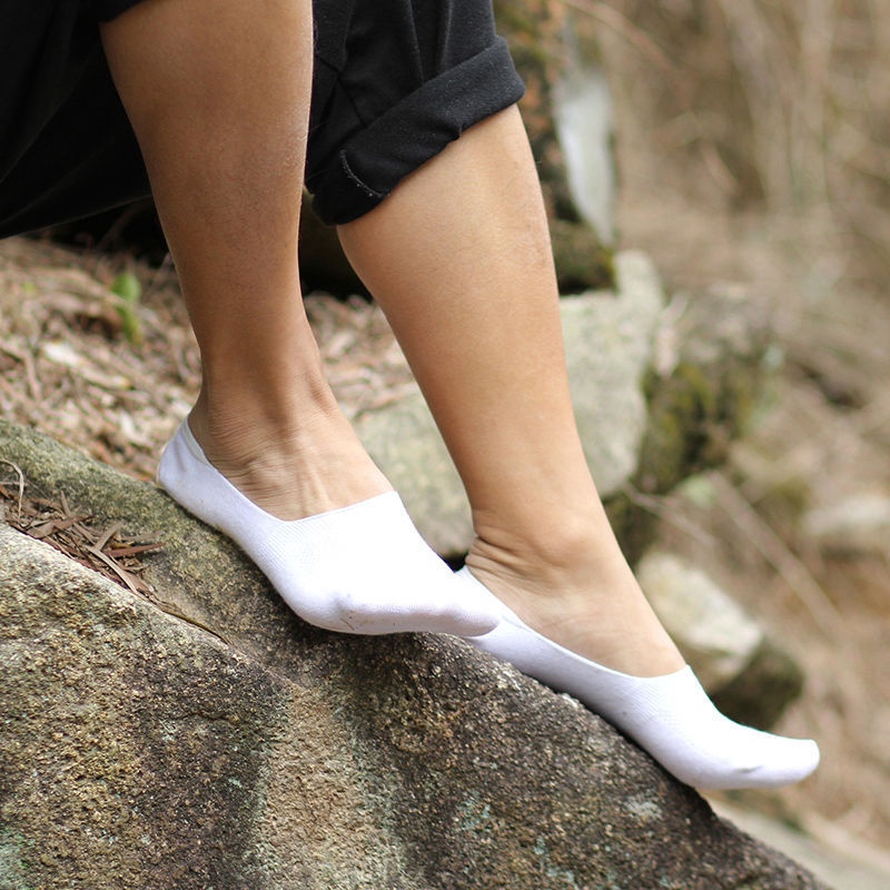 1 Đôi Vớ Thuyền Cotton Siêu Mỏng Màu Trơn Chống Trượt Cho Nam