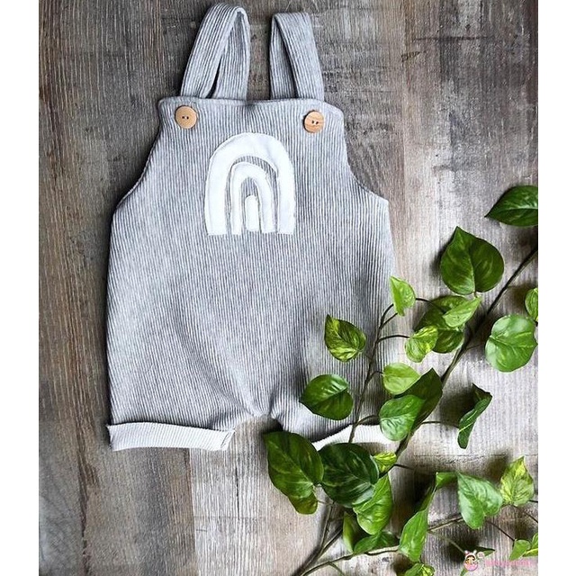 Bộ áo liền quần cổ vuông không tay họa tiết cầu vồng cho bé 0-18 tháng tuổi