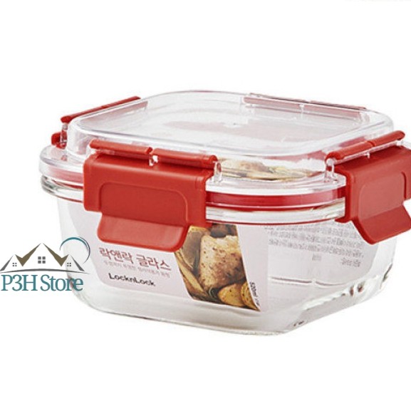 Hộp thủy tinh hình vuông Lock&amp;Lock nắp vòm nhựa tritan trong suốt dung tích 800ml LLG242, 520ml LLG239, 320ml LLG238
