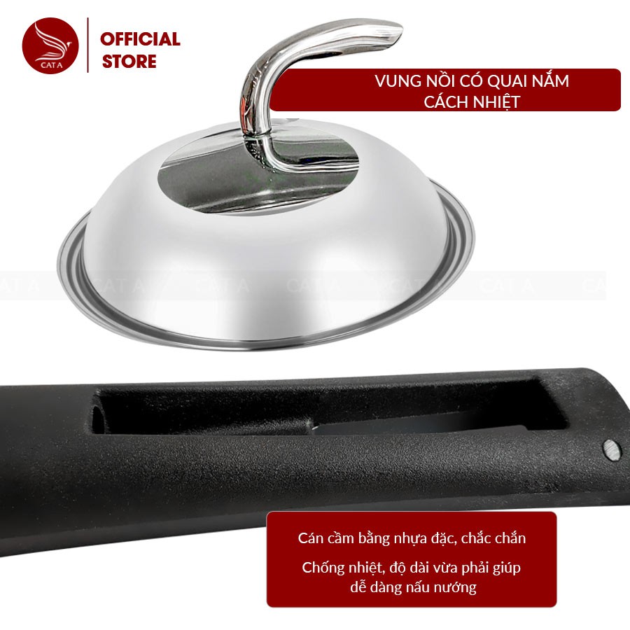 Chảo chống dính bằng nhôm cao cấp - Có nắp đậy cường lực chống nóng - An toàn cho sức khỏe, độ bền cao