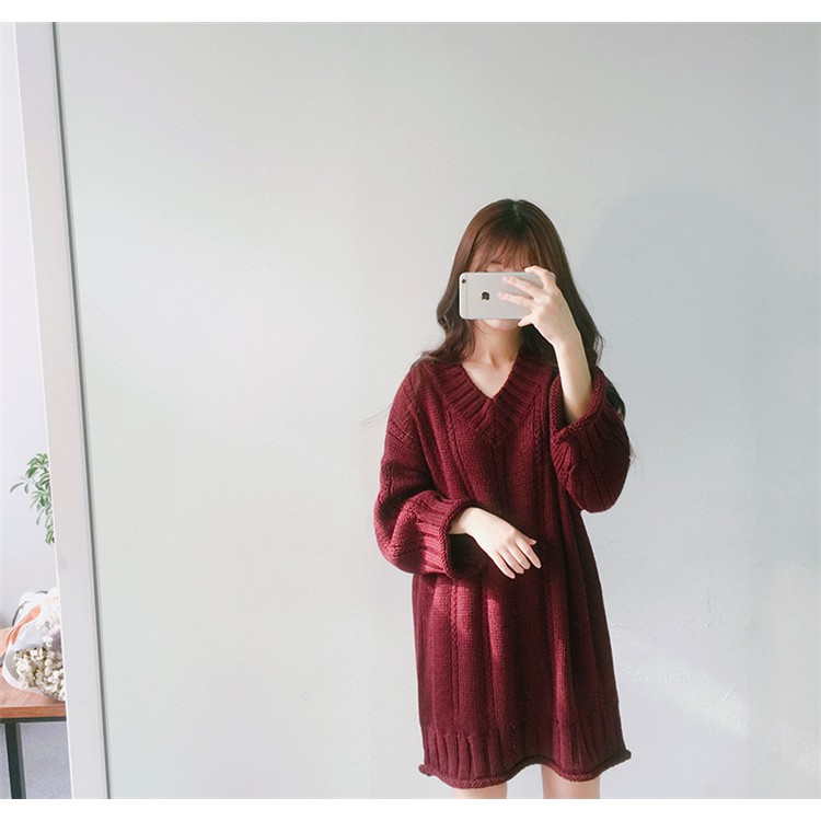 Váy liền len Hàn Quốc