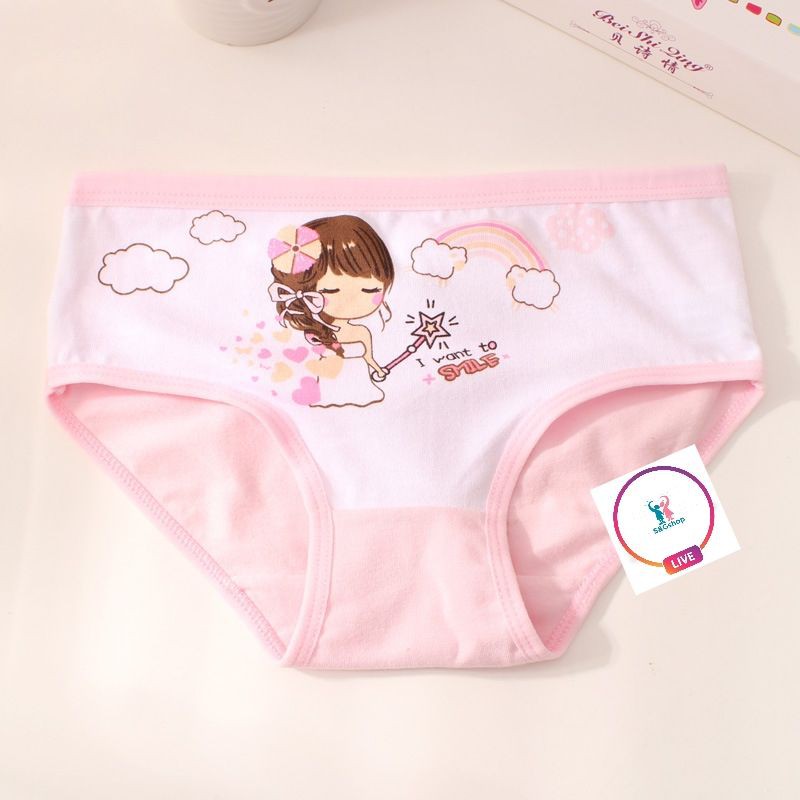 Set 4 Quần Chíp Tam Giác Smile cho bé gái (9kg-38kg)