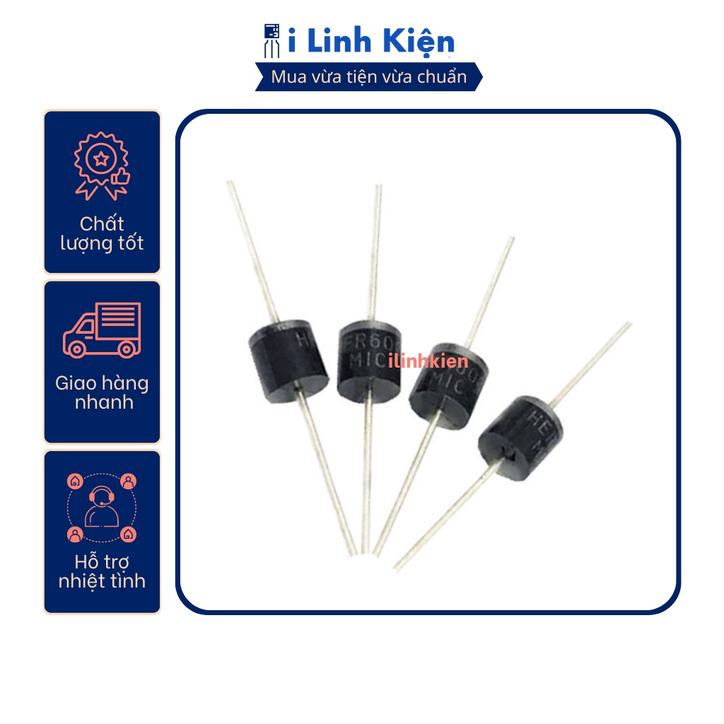 HER608 Diode xung 6A 1000V DIP đóng dây loại tốt