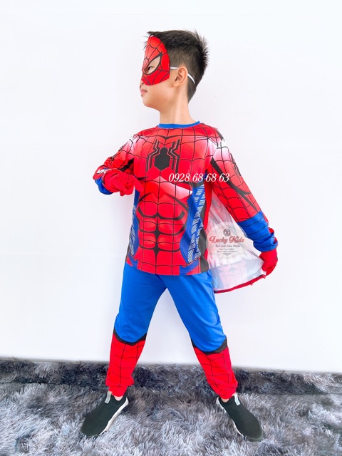 ❤SIÊU BÁN CHẠY❤Bộ quần áo siêu nhân nhện TẶNG choàng mặt nạ mới nhất Samkids- Đồ siêu nhân hoá trang người nhện