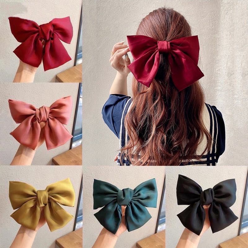Cặp tóc nơ, Cặp tóc hàn quốc, Cặp tóc vải lụa, lụa satin siêu to cao cấp sang chảnh
