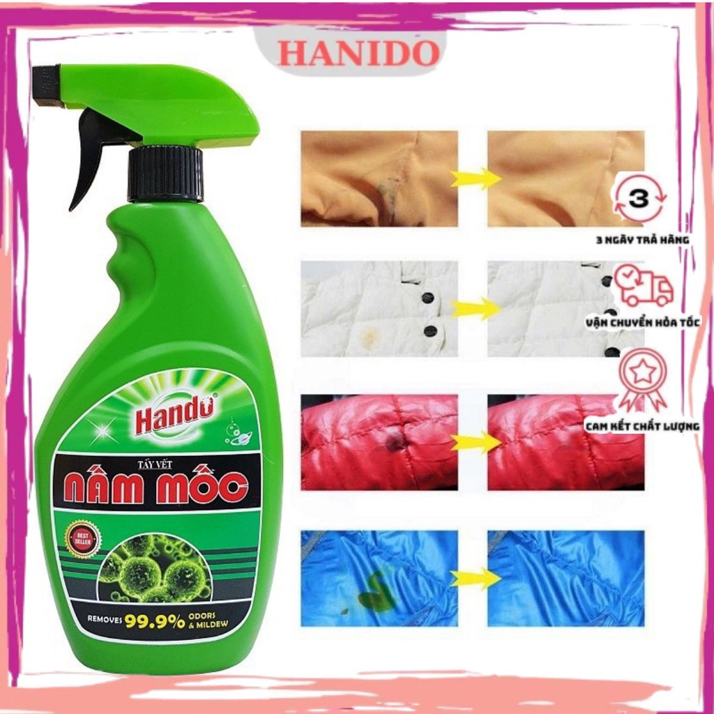 Chai tẩy nấm mốc quần áo và đồ dùng nhà cửa đa năng hando 500m