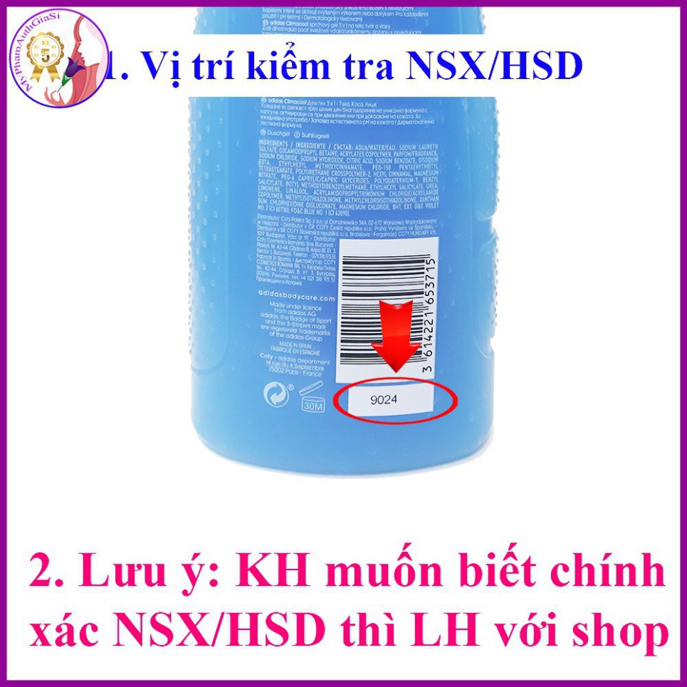 D345 GDT ADIDAS DẦU GỘI SỮA TẮM SỮA RỬA MẶT 3 IN một ADIDAS 400ML 20 D345