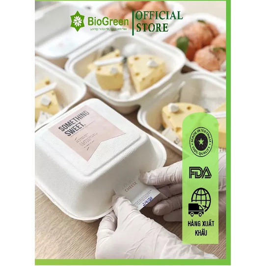50 hộp bã mía vuông 450ml đựng bánh kem, hamburger, bento cake,....