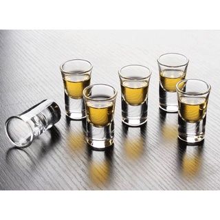 Bộ 6 ly thủy tinh DELI, cốc mắt trâu, ly uống rượu đế dày đẹp