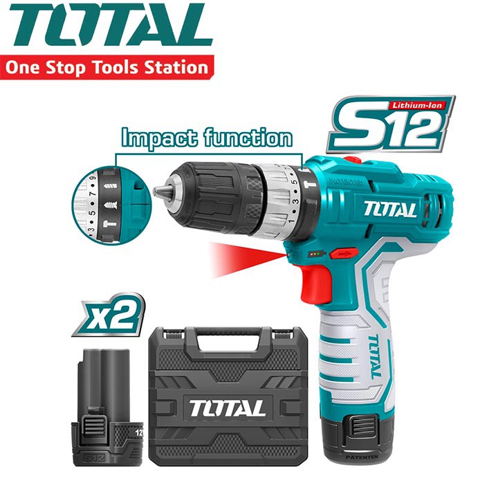 MÁY KHOAN PIN LITHIUM 12V TOTAL TIDLI1232 ( 02 PIN )