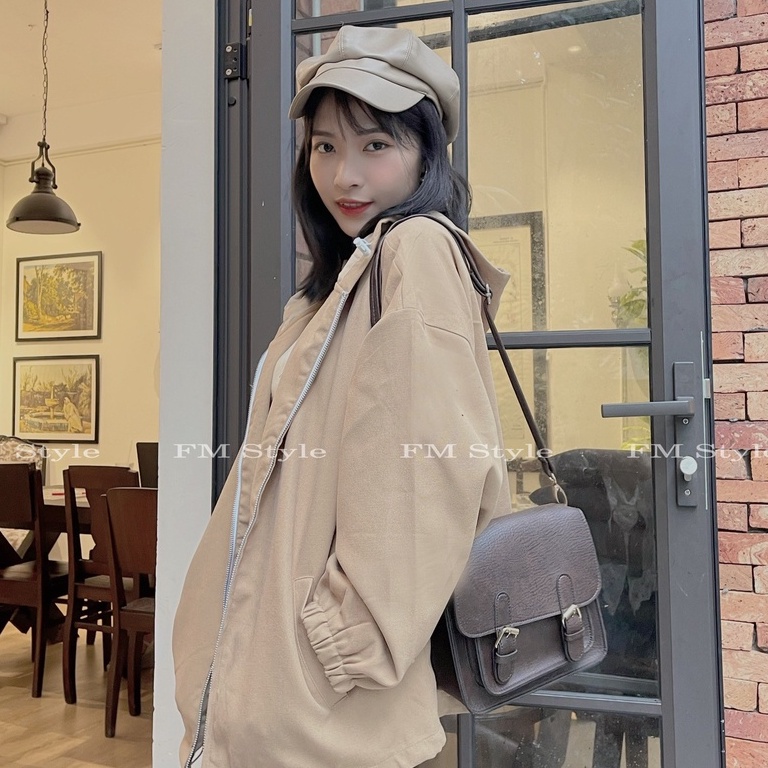 Áo khoác kaki nữ FM Style đẹp form rộng oversize chống nắng 2 lớp phong cách Ulzzang 211021511