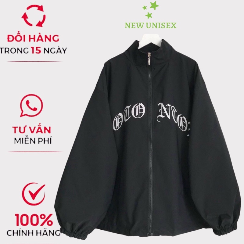 Áo Khoác Gió Unisex 2 Lớp Lót Dù Cổ Bẻ In Chữ 2 Màu Form Rộng Mặc 4 Mùa [NEW UNISEX]