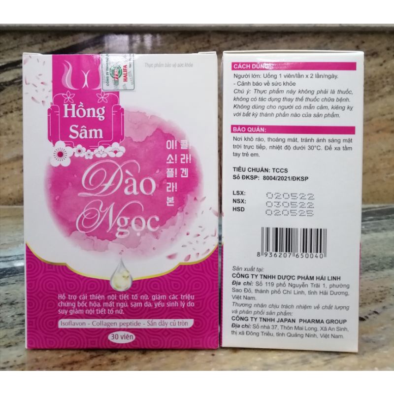 Hồng sâm đào ngọc, cân bằng nội tiết tố nữ, giảm tình trạng bốc hỏa, sạm - nám da, điều hòa kinh nguyệt