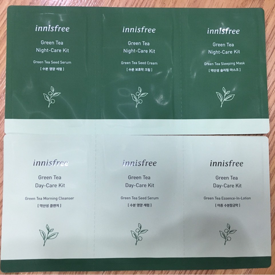 [AUTH 1000%] Set sample dưỡng da ban ngày ban đêm Innisfree Green Tea Day Care Night Care Kit date t1/22