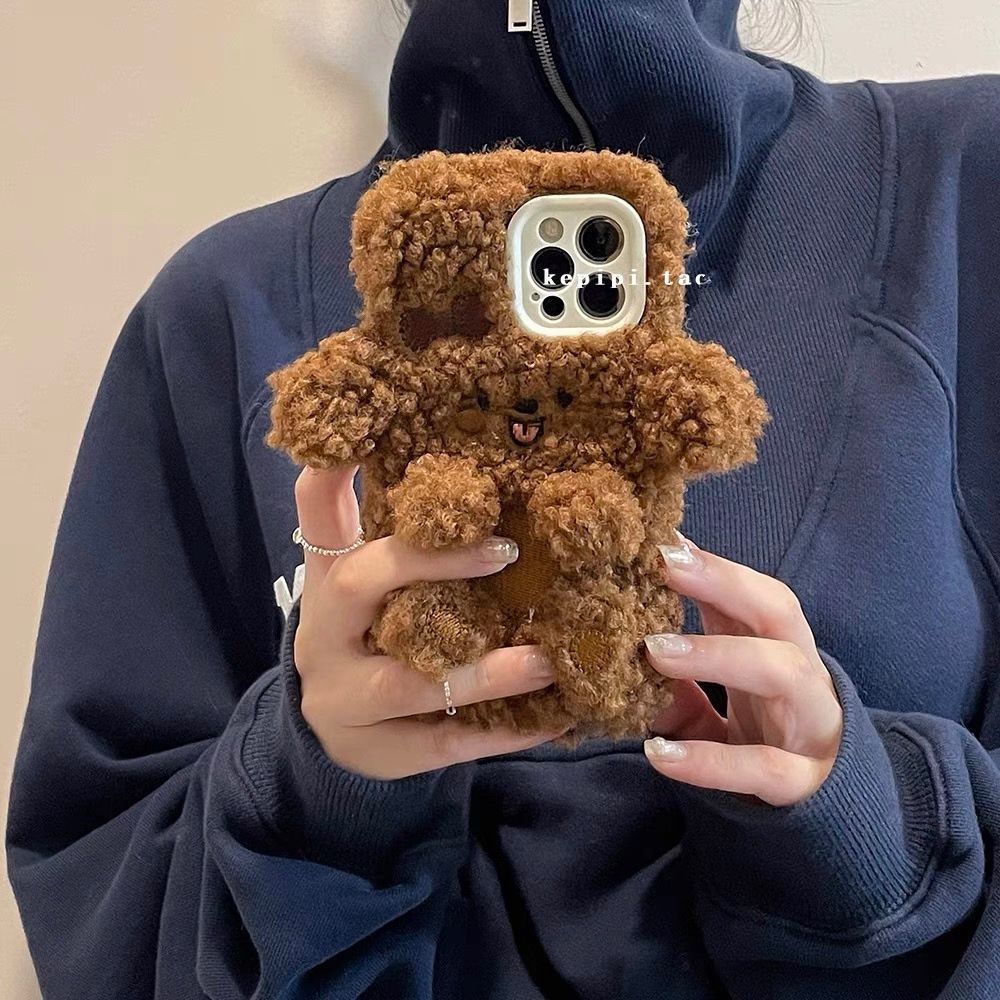 Ốp Điện Thoại Lông Mềm Hình Cún 3D Cho iPhone 14 11 12 13 6 7 8 Plus XR XS Max