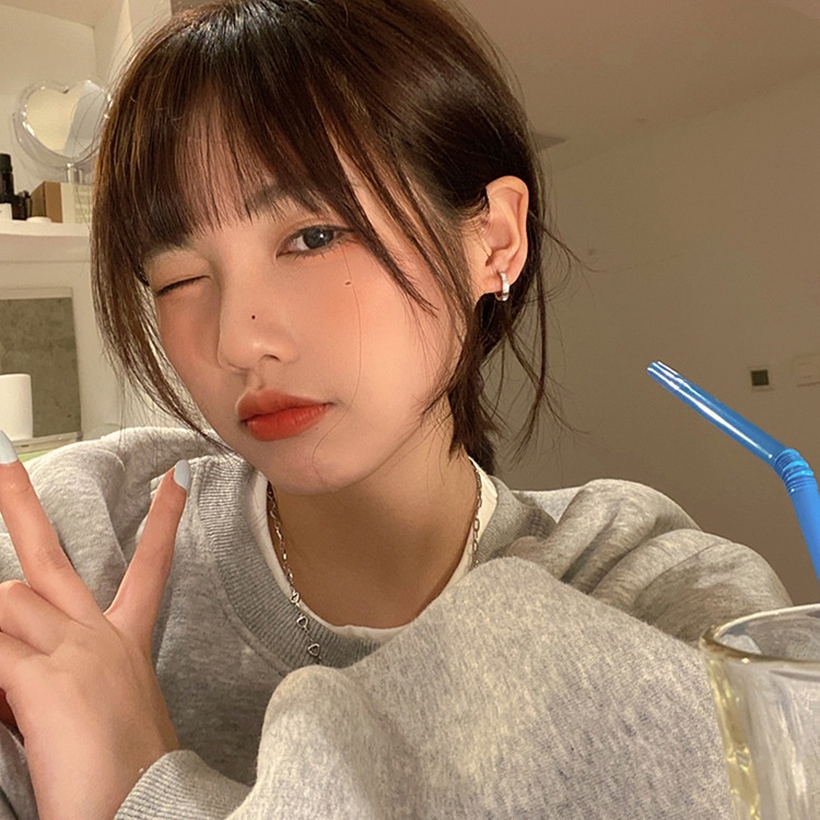 Khuyên Tai Hình Tròn Đính Đá Phong Cách Đơn Giản Thời Trang Cho Nữ