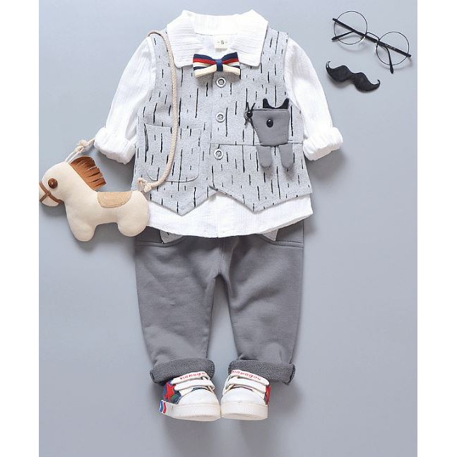 Bộ vest gile phong cách hàn Quốc bé trai nhỏ diện Noel và tết