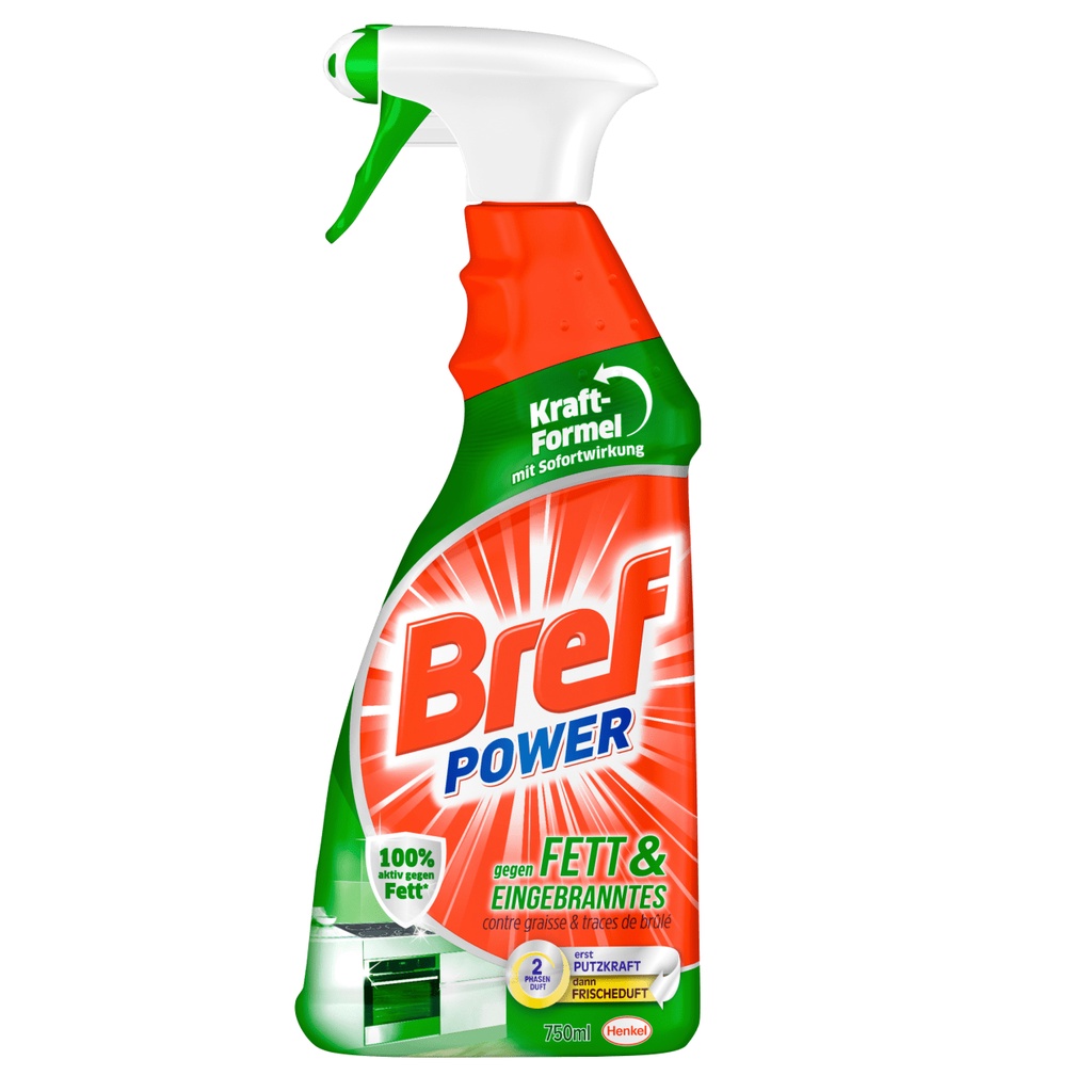 Bref - Chai xịt tẩy dầu mỡ trên bếp gas, bếp nướng, vỉ lò nướng, lò vi sóng, chai 750ml - BREF01