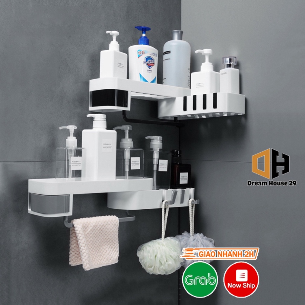 Kệ Nhà Tắm Đựng Đồ Đa Năng Nhựa ABS Cao Cấp 2 Tầng - Kệ Đựng Đồ Nhà Tắm Có Móc Treo Chắc Chắn,Ngăn Kéo Đựng Đồ Tiện Lợi