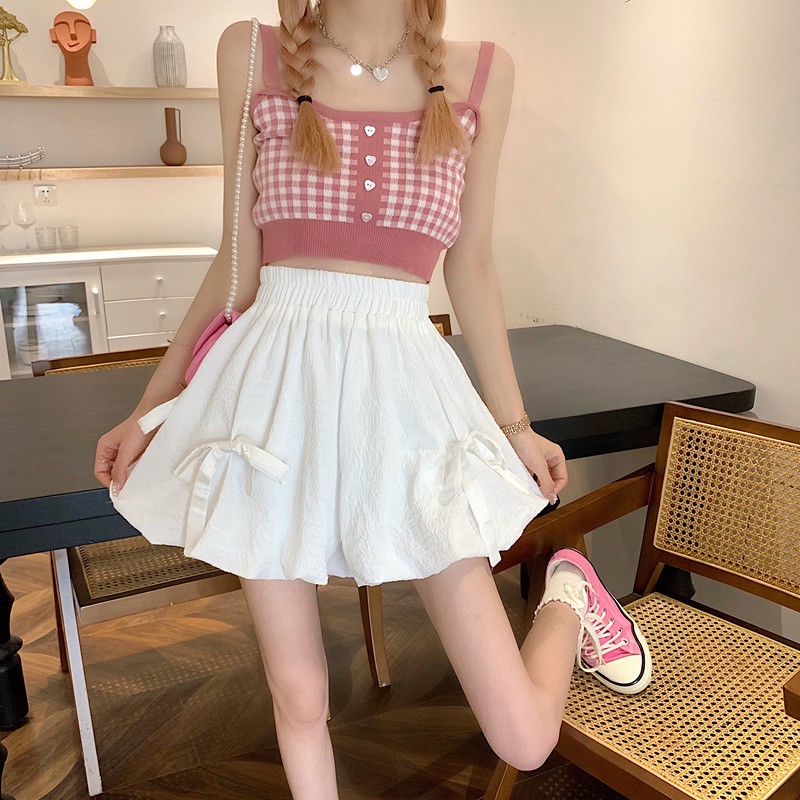 Quần short dáng váy lưng cao đính nơ thời trang mùa hè cho nữ JL-DK-22