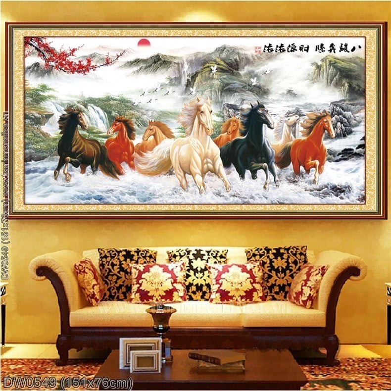 Tranh thêu kín Bát tuấn phi đằng  💥 kích thước 151*76 cm 📌